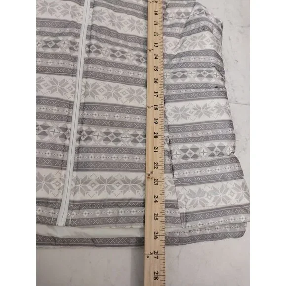 New Land's End Down Feather Puffer Vest Fair Isle Snowflake Gray/White Sz XL/T - - Picture 10 of 10